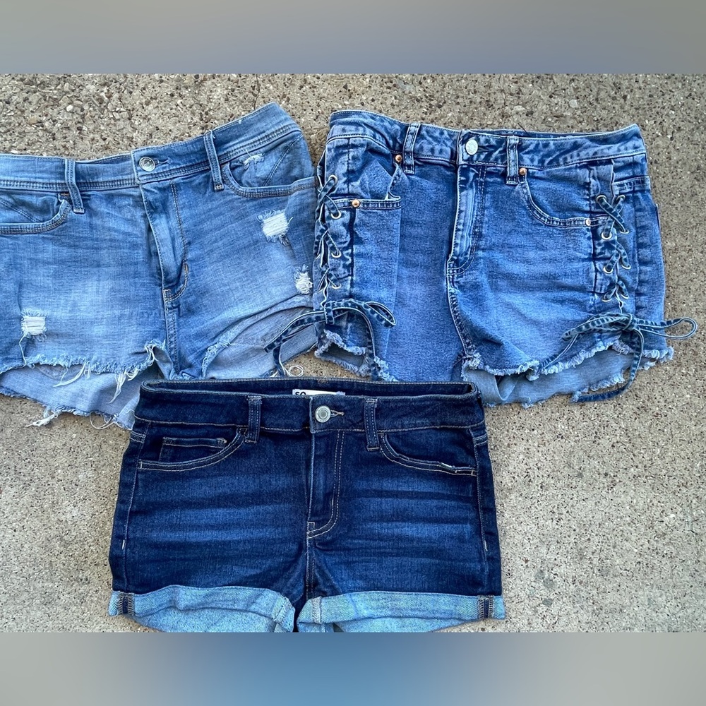 Hollister Trio of Blue Denim Shorts
